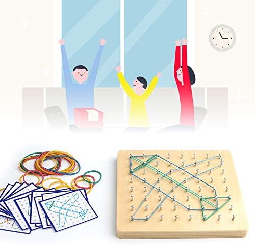 Thoth Montessori Wooden Geoboard Mathematical Manipulative Material Array Block Geo board with 36Pcs Pattern Cards and Rubber Bands Matrix 8x8 for Kids Graphical Educational Toys Early Development Toy - Image 7