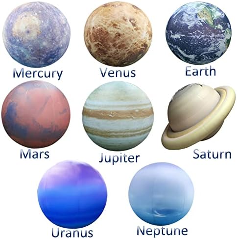 Inflatable Space Planets Solar System Set- 8 Planets +Pluto+Sun and Moon-11 Pieces, Astronomy for Education Galaxy Space Theme Party Decoration (8 Balloons, 60 inches) - Image 2