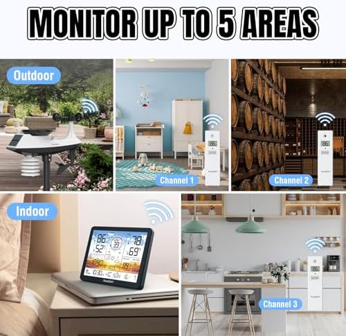 Raddy AG7 Wireless Weather Station, Color Display Atomic Clock - Image 3
