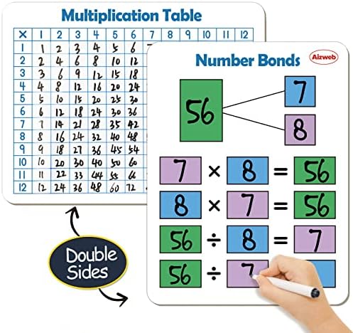 Dry Erase Multiplication Chart Whiteboard, 9" x 12" Multiplication Table Double-Sided Times Table, Math Manipulatives White Board for Kids Students, Classroom and Home, Small White Board Dry Erase by AIZWEB