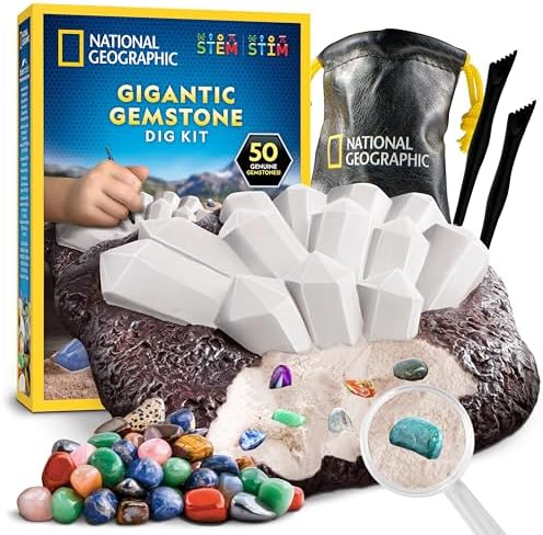 National Geographic Gigantic Gemstone Dig Kit with 50 Real Gemstones by BlueMarbleToys