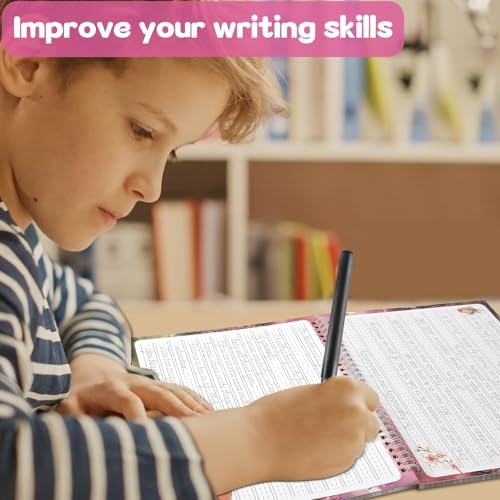 gisgfim Grooved Cursive Handwriting Workbook Magic Reusable Grooved Cursive Handwriting Practice Guided Tracing with Disappearing Ink Pens for Beginner Learning Activities Supplies (Inspiring Quotes) - Image 6