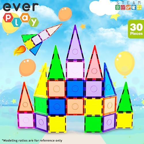 Magnetic Tile Building Block Set Construction Magnet Tiles Toy Blocks STEM Educational Learning Kit Toddler Preschool Games Rocket Playset Toys Unlimited Creation Boys Girls Age 3 and up - Image 5