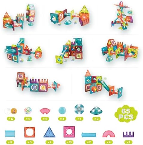 Contixo STEM Building Toys - 65 pcs Marble 3D Magnetic Run Tiles Learning Stacking Educational Building Blocks Set, Creativity Beyond Imagination, Inspirational, Recreational Toy for Kids, Ideal Gifts - Image 4