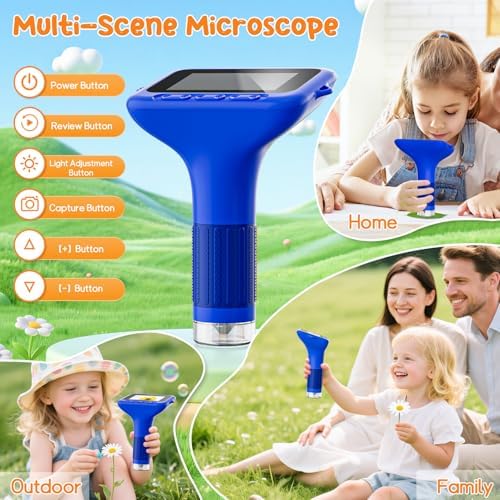 SKYBASIC Digital Microscope for Kids, 3" Screen 1000X Handheld Microscope HD Pocket Portable Microscopes Camera, Science Edu Fun Toys for Ages 4-12 Children Students Boys Girls -Blue - Image 6