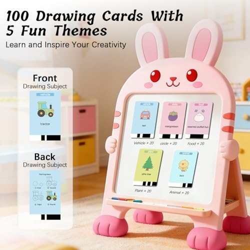 Drawing Robot for Kids with Voice Read & Music Educational Drawing Machine, Montessori Painting Learning Toy for Age 3-12, 4 Paintbrushes/100 Cards/12 Colorful Pens, Gift for Boys & Girls - Image 4