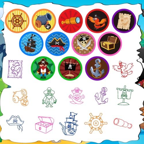 Cinrobiye 24 Pcs Pirate Stampers Party Favor Set, Cute Pirate Adventure Stamps for Kids Birthday Party, Classroom Rewards, Carnival Prizes, Goody Bag Fillers, Pirate Themed Party Supplies - Image 2