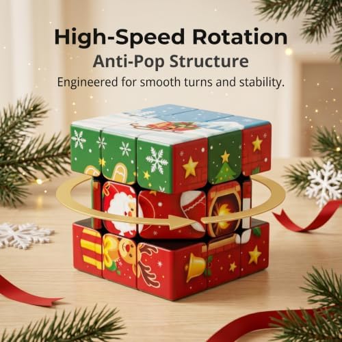 Xmas Pluzz Cube 3x3 5.7cm Twisty Puzzle Brain Speed Cube - Image 6
