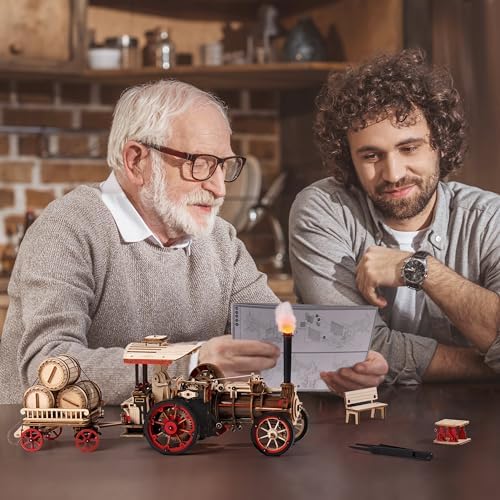 rowood 3D Wooden Puzzles for Adults, Steam Engine Car Model Kit, 1:28 Scale Mechanical Steam Locomotive Wooden Puzzle, 469PCS,Assembly Time 6H, Awesome Gifts for Adults - Image 6