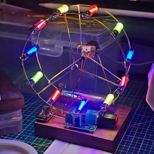 Rotating Colorful Ferris Wheel DIY Kit, Lighted Desktop Display, Rechargeable Power System, Hands-On Practice and Home Decor, Ideal Gift for Experiment Enthusiasts (Need Manual Soldering) - Image 4