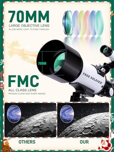 Telescope for Adults Astronomy Beginners - 70mm Aperture and 400mm Focal Length Astronomical Refractor Telescope Great Astronomy for Christmas with Package, White - Image 3