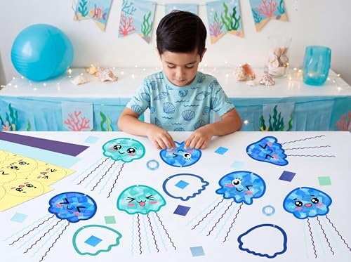 48PCS Summer Crafts: Paper Jellyfish Suncatchers DIY Kits, Window Stained Glass Effect Art Supplies - Image 2