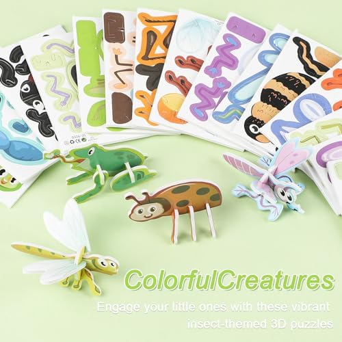 LOMIMOS Educational 3D Cartoon Puzzle,3D Cartoon Jigsaw Creative Learning Model for for Boys & Girls Art DIY Craft Gift Decor (Insect) - Image 5