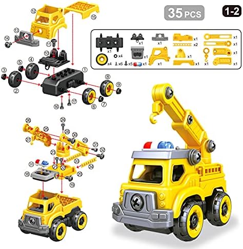4-in-1 Take Apart Car Toys for Boys, DIY Engineering Construction Trucks - Image 5