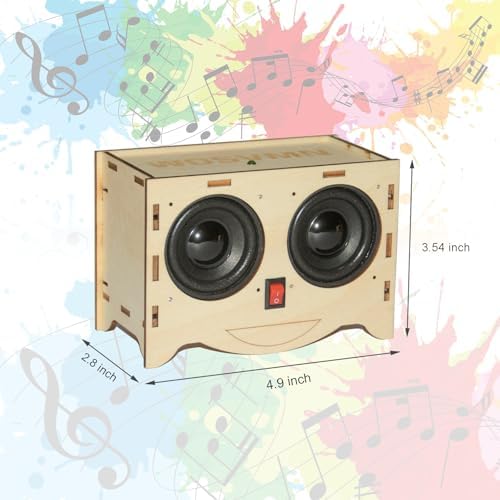 Craft Kit Speaker Circuits - Speaker Electronic Engineering Toys,Build Speaker Kit,DIY Bluetooth Speaker Build Personalized Wood Case Speaker Set,Learning STEM Gifts for Teens (childlike cartoon) - Image 6