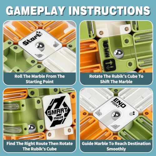 3D Maze Cube Ball Puzzle Brain Teaser for Adults & Kids, Educational Learning Toys Logical Thinking, Family Board Games Tabletop, Durable Puzzle Cube (Green&Brown&White, 2.7x2.7x2.7) - Image 4