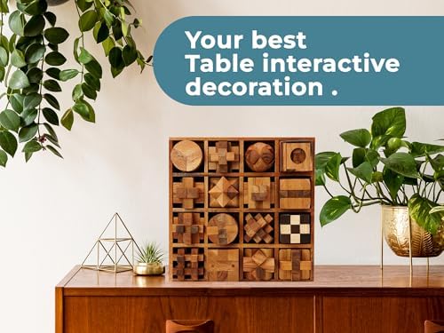 BSIRI 16 in 1 Wooden Brain Teaser Puzzles for Adults and Seniors Interlocking 3D Mini Wood Mind Games Hand Puzzle Teasers Set Toys Coffee Table Games Gift - Image 4