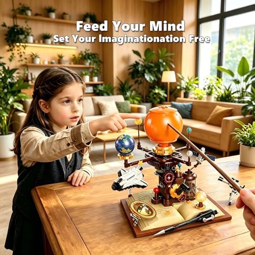 Spinning Solar System Space Building Set with Book Base, Compatible with Lego Space, Rotatable Planets & Rocket Sets, 672PCS STEM Educational Mechanical Space System Toys for Boys Girls Adults - Image 2