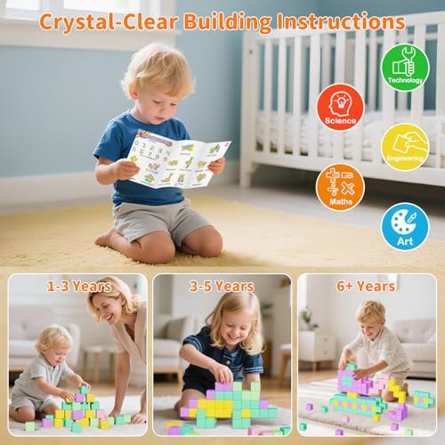 Large Magnetic Blocks Travel,20PCS 1.42in Building Blocks for Toddlers 3-5,Magnet Cubes for Toddlers,Sensory Montessori Toys Sets Learning Construction Squares Stem Toys for Boy,Girl,Kids,Kit,Gift,4-8 - Image 5
