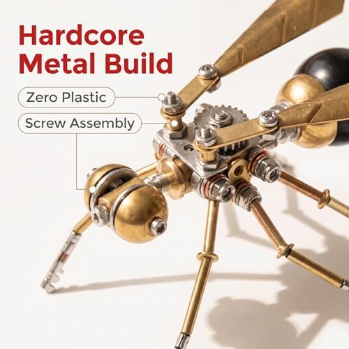 3D Metal Puzzle Model Mechanical Kits for Adults Teens Steampunk Hornet Insect 140+ Parts 2-3 Hours Build Assembly Cool Desk Decor Christmas & Birthday Gift for Men (Hornet) - Image 3