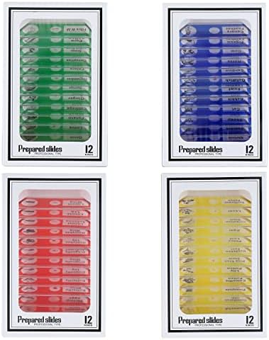 48 PCS Prepared Microscope Slides Set Insects Animals Flowers Plants Plastic Sample Specimens for Students Education by HUAREW