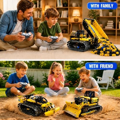 zinat 3 in 1 RC Bulldozer Building Set, STEM Construction Vehicle Kit with App & Remote Control, Tracked Engineering Toy Gift for Kids Boys Girls Ages 6+ - 452Pcs - Image 6