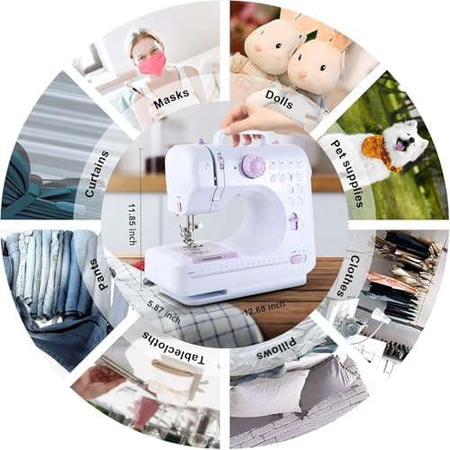 Sewing Machine for Beginners & Kids, Mini Portable Sewing Machines with 12 Built-in Stitch Patterns, 2-Speed Foot Pedal, Perfect for Teaching Daughter to Sew(with 27 Pieces Sewing Kit & Cover) - Image 6