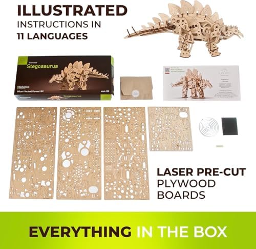 UGEARS Stegosaurus 3D Puzzle, Stegosaurus Models Dinosaur Building Kit, Mechanical Dinosaur Puzzle Model Kit for Assembly, DIY Kits for Adults Dinosaur Gifts, 305 Pcs - Image 7