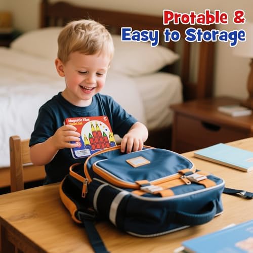 WMXDU Mini Magnetic Tiles with Iron Case, Kid's Travel Essential - Image 5