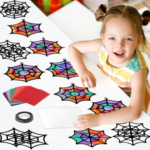 Qyeahkj 36 Set Halloween Spider Web Suncatchers Crafts Kit for Kids - Image 6