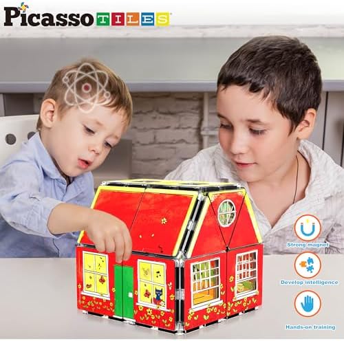 PicassoTiles Magnetic Tiles Pete the Cat Home Theme Building Blocks Double Sided Printing Toddler Magnet Toys Education STEM Learning Kit Construction Brain Development Preschool Kid Game Boy Girl 3+ - Image 5