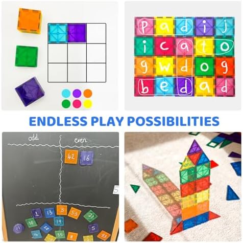 Bmag 130PCS Magnetic Tiles Building Blocks with 2 Cars | 3D Clear Magnet Blocks | STEM Preschool Toys for 3-9+ Kids | Christmas & Toddler Gift | Compatible with Major Brands - Image 4