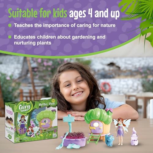 My Fairy Garden Nettles’ Nook Mini Terrarium- Tiny Garden with Shadow Fairy & Cat Doll - Grow Your Own Mini Garden Kit - Educational Playset with Soil, Seeds & Fairy Field Guide for Kids Aged 4 and Up - Image 5