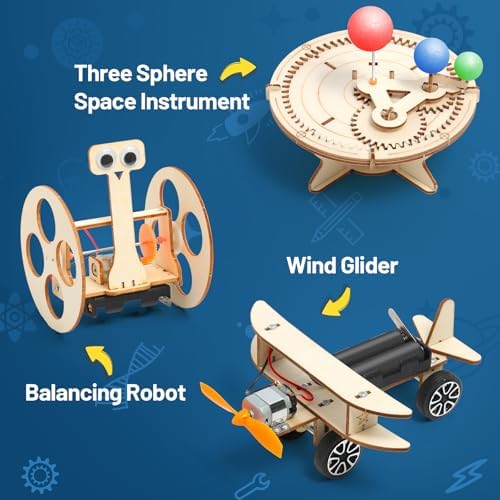 ADUSRIZ 6 in 1 STEM Kits for Kids, Wood Craft Kit for Boys Age 8-12, Science 3D Puzzles Projects, Wooden Building Kids Activity Packs Toys Gifts for 5 6 7 8 9 10 11 12 Year Old Boys Craft Kits - Image 2