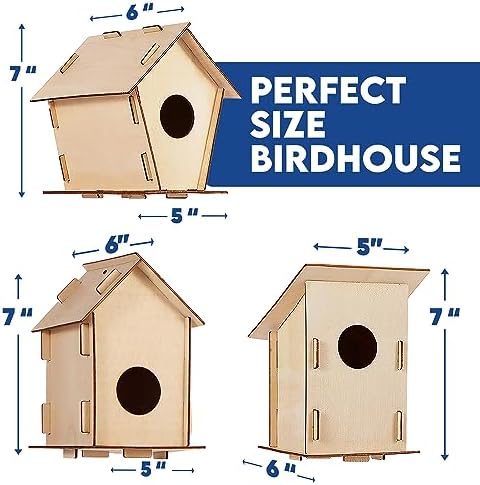 Wooden Birdhouses to Paint - 15 Bulk DIY Bird House Craft Kits for Kids - Image 4