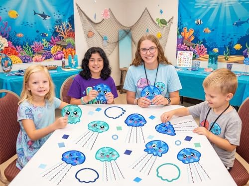 48PCS Summer Crafts: Paper Jellyfish Suncatchers DIY Kits, Window Stained Glass Effect Art Supplies - Image 4