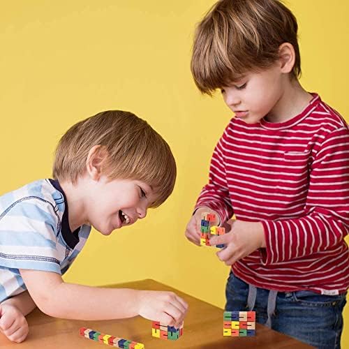Wooden Twist Cubes, Colorful Mind Game, Stretch, Twist, and Lock Brain Teaser (4 Fidgets) - Image 3