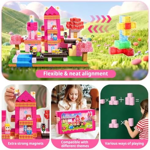 500PCS Magnetic Blocks for Kids Ages 3-8, Princess Castle Magnetic Building Cubes,Birthday Gifts for Girls Toddler STEM Sensory Montessori Toys Magnetic Blocks for Daughter - Image 5