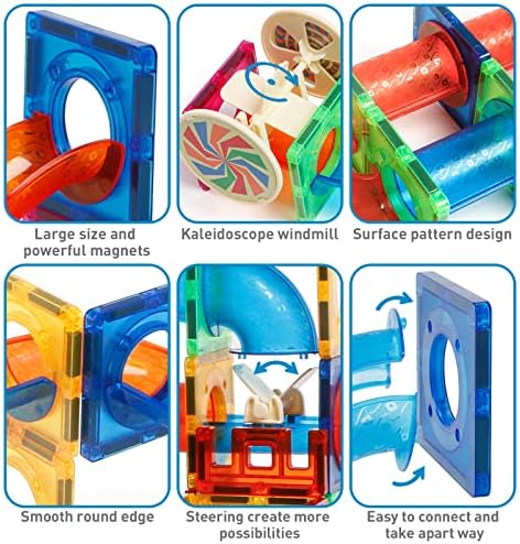 MAGBLOCK 176PCS Magnetic Tiles Marble Run Set Building Blocks for Ages 8+ - Image 3