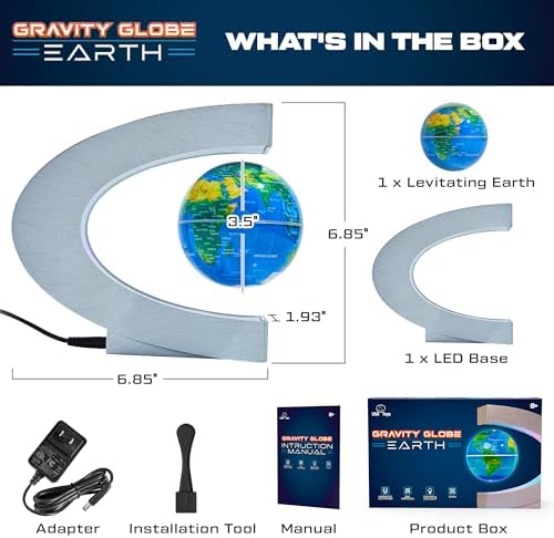 USA Toyz Gravity Globe Earth Ball and C Frame Set - Magnetic Levitating Lamp with Multicolor LED Lights, Spinning Rotating Floating Globe for Desk, Stand Compatible with USA Toyz Gravity Planets - Image 6