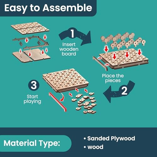 Mr. Playwood 3D Mechanical Wooden Checkers Board Game – Portable Pocket Size DIY Puzzle Kit – Travel Strategy Set for Teens & Adults - Image 4
