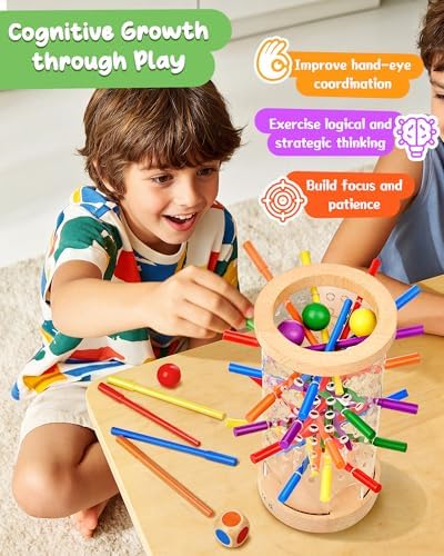 Wooden Board Games for Kids 3-8 Montessori Toys Fine Motor Skills Toy Dice - Image 5