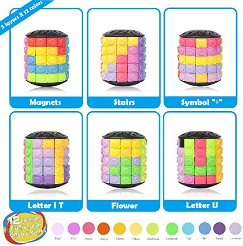 R.Y.TOYS Rotate and Slide Puzzle-Design Patent,Fidget Toys(Restore/Create)-12 Colors,5 Layers-Open Cover for Quick Play,Brain Teaser,Sensory Toys,Stocking Stuffers,Easter Basket Stuffers Essentials - Image 2