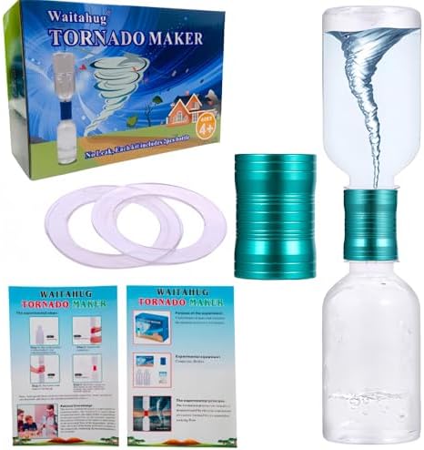 Tornado Maker, Weather Toys, Ultra-Light Aluminum Connecting Tube, Including 2 Empty Bottles, Watertight Tornado Toy, Suitable for Kids' Science Experiments (Green) by Waitahug