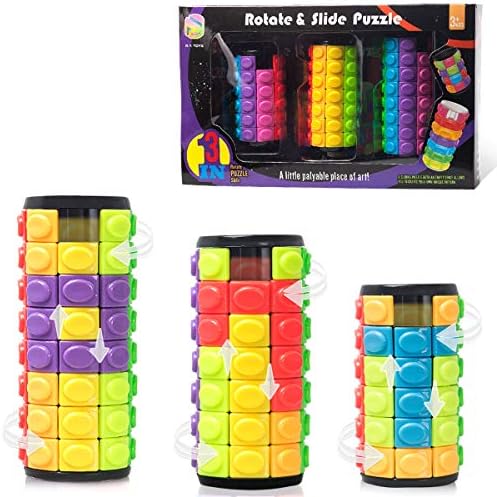R.Y.TOYS Rotate and Slide Puzzle-Design Patent,Fidget Toys(Restore Order/Create Patterns) 8 Colors,6, 7 and 8 Layers-Detach Piece for Quick Play,Brain Teaser,Sensory Toys,Easter Basket Stuffers by RYTOYS
