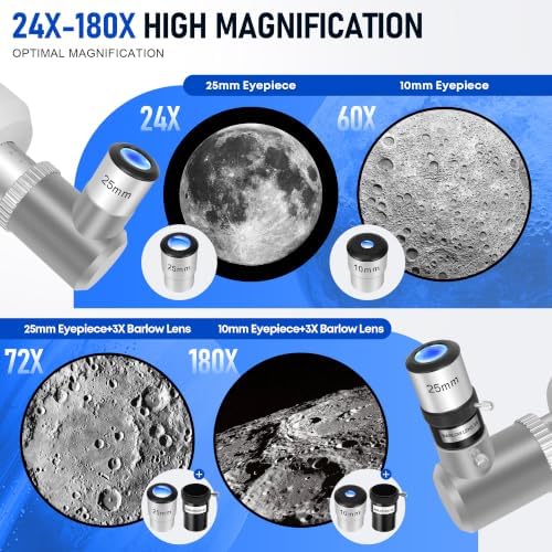 Telescope for Adults & Kids High Powered, 90mm Aperture 600mm Portable Refractor Telescope for Astronomy Beginners with Tripod, Phone Adapter, Carry Bag, Folding Stool & Holiday Stickers - Image 5