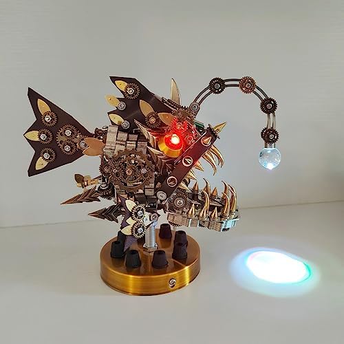 3D Steampunk Mechanical Metal Puzzle Kit: DIY Lantern Fish Model - 3D Jigsaw Assembly Kit, Handmade Craft Collection for Adults, Teens, Boys, and Girls(700-Piece) - Image 2