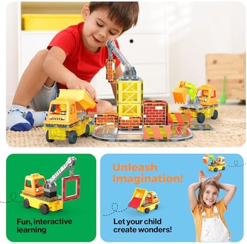 PicassoTiles Magnetic Tiles Construction Set, 5-in-1 Vehicle Toys Ages 3+ - Image 5