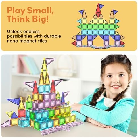 PicassoTiles 40 PCS Nano Magnetic Tiles Travel Toy Educational Building Set - Image 6