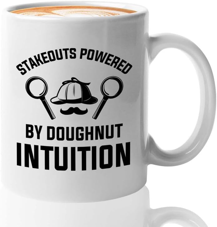 Detective Coffee Mug 11oz White Stakeouts Powered Funny Police Officer Gift by Unknown